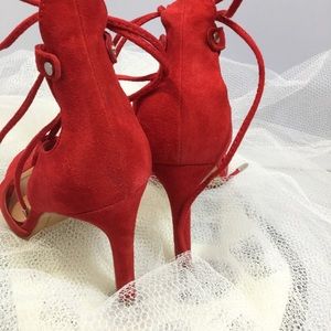 Dolce Vita Shoes - DOLCE VITA ANKLE WRAP SUEDE HEEL SANDALS RED Dolce Vita Shoes - DOLCE VITA ANKLE WRAP SUEDE HEEL SANDALS RED